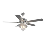 52 Inch Luxury Ceiling Light Fan Crystal Droplets Chandelier Ceiling Lights Living and Home 