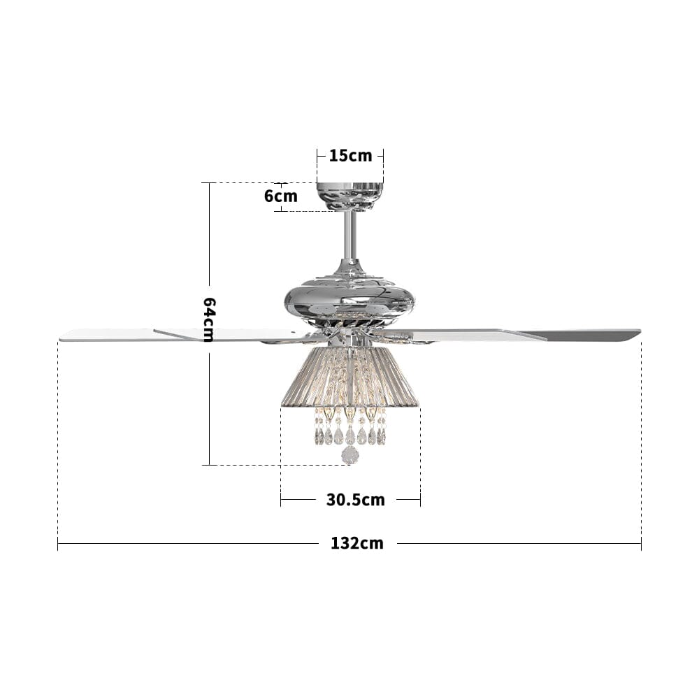 52 Inch Luxury Ceiling Light Fan Crystal Droplets Chandelier Ceiling Lights Living and Home 