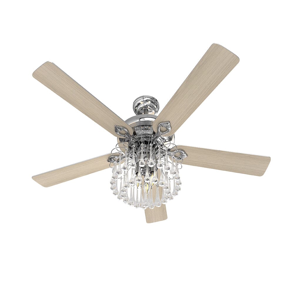 52 Inch Ceiling Light Fan Crystal Chandelier with 5 Wooden Blade Ceiling Lights Living and Home 