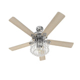 52 Inch Ceiling Light Fan Crystal Chandelier with 5 Wooden Blade Ceiling Lights Living and Home 