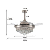 42inch Crystal Ceiling Fan Light Dimmable LED Light Fixture Ceiling Lights Living and Home 