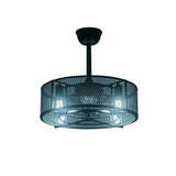 Industrial Ceiling Fan Light Black Metal Mesh Cage Fan with Light Ceiling Lights Living and Home 