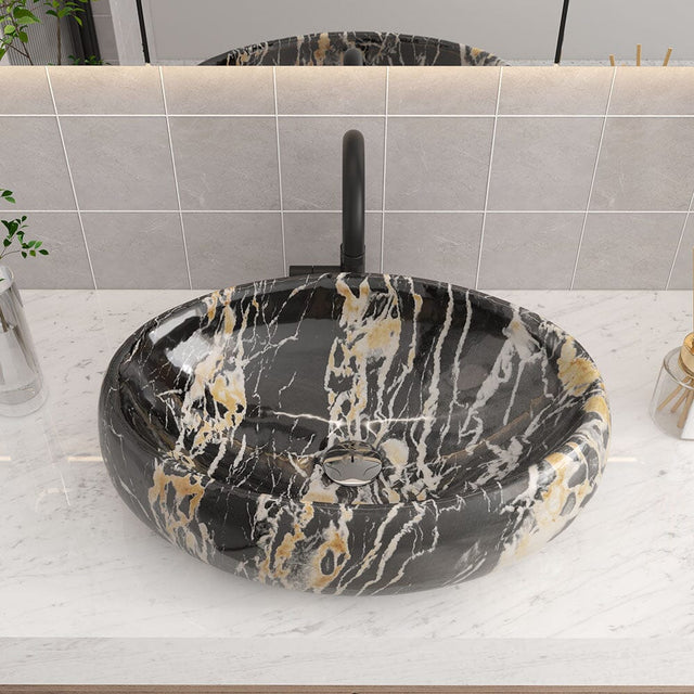 Marble Bathroom Sink Oval Vessel Sink with Drain Stopper Bathroom Sinks Living and Home 