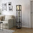 Modern Floor Lamp with Linen Shade Wood Leaf Patterned 3 Layers Towered Lamp Floorlamp Living and Home 