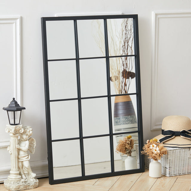 Classic Window Mirror Wall Accent Metal Framed Mirror Wall Mirrors Living and Home 