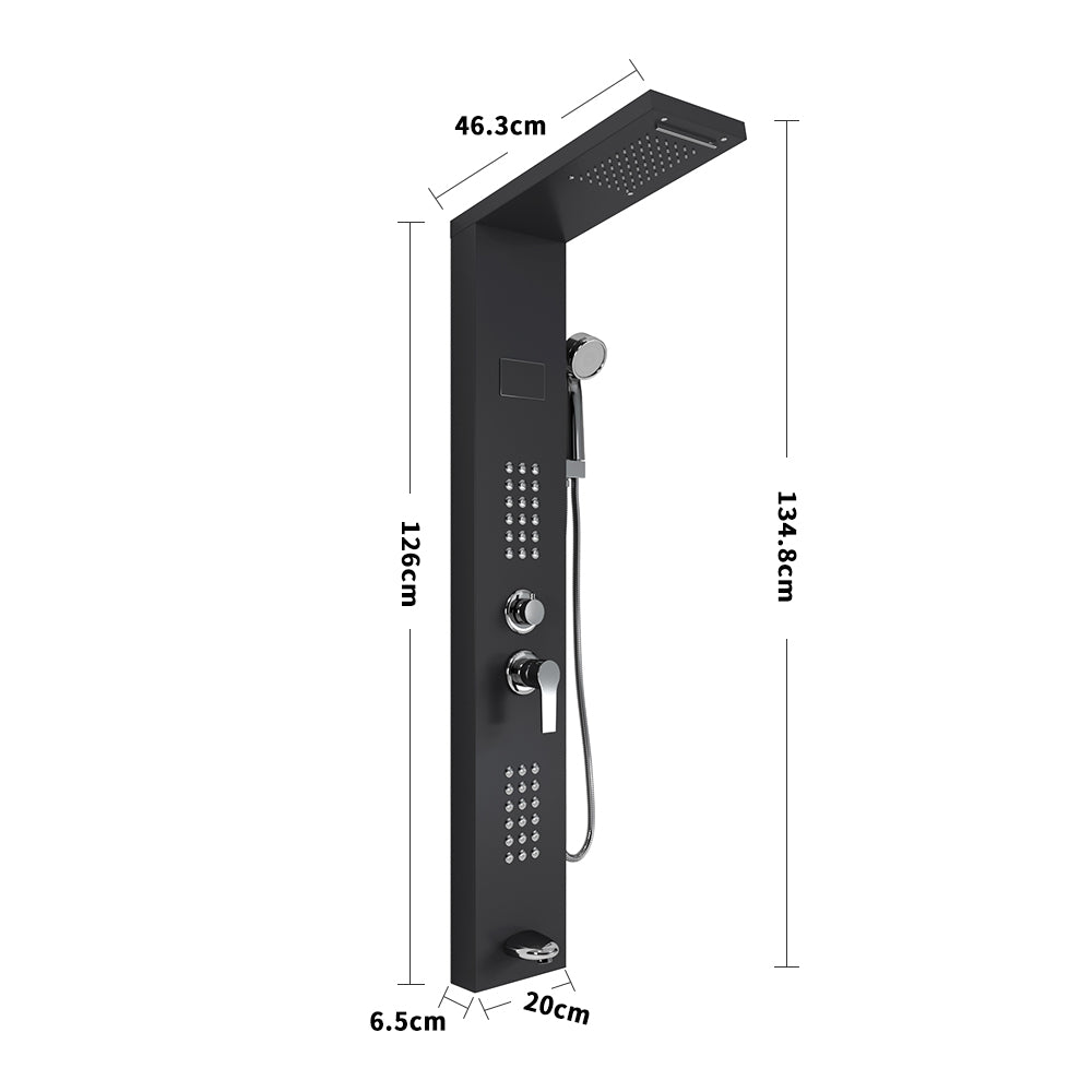 LED Display Shower Panel 5 Function Shower System with Shower Head & Hand Bathroom Shower Living and Home 