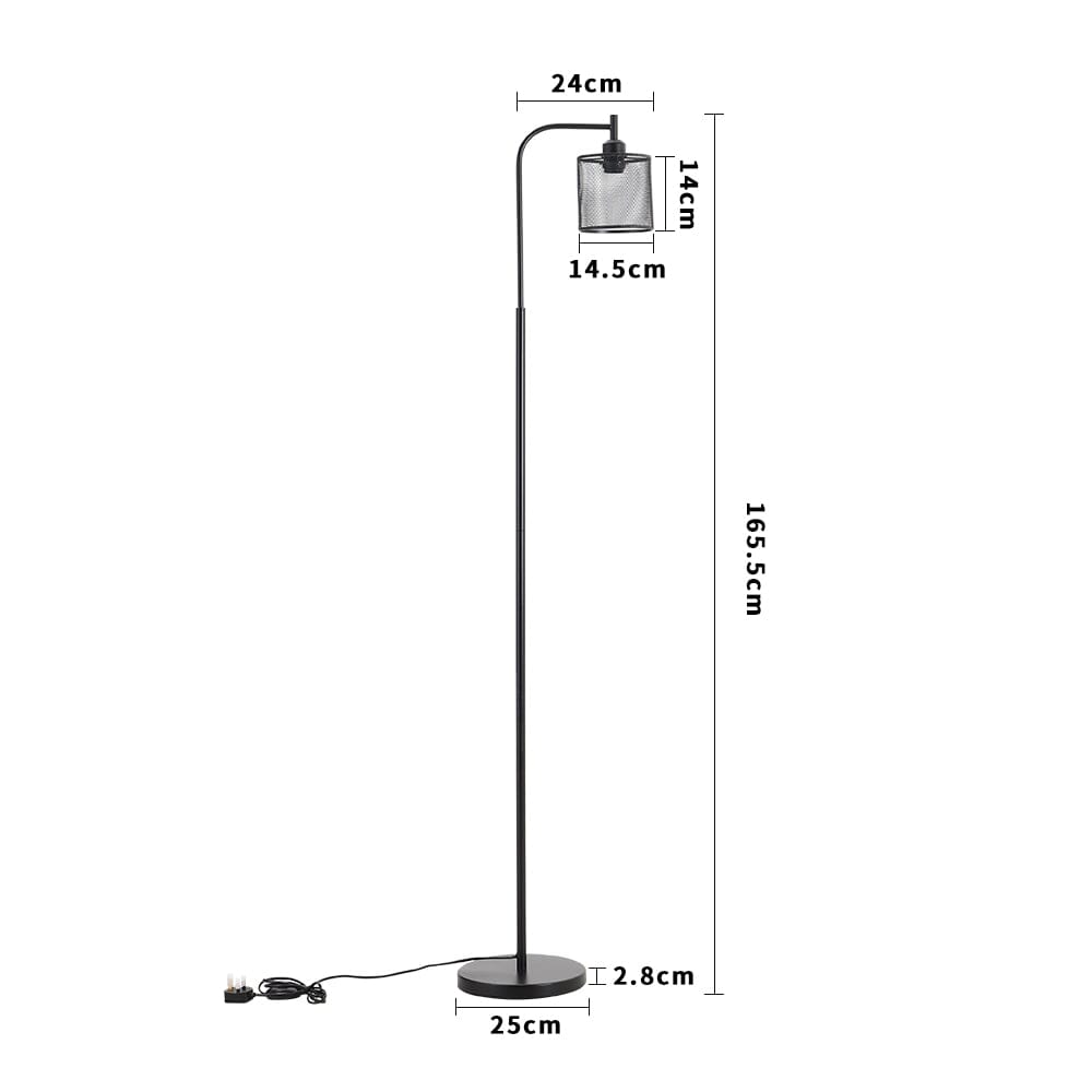 Industrial Metal Floor Light with Mesh Lampshade Floor Lamps Living and Home 