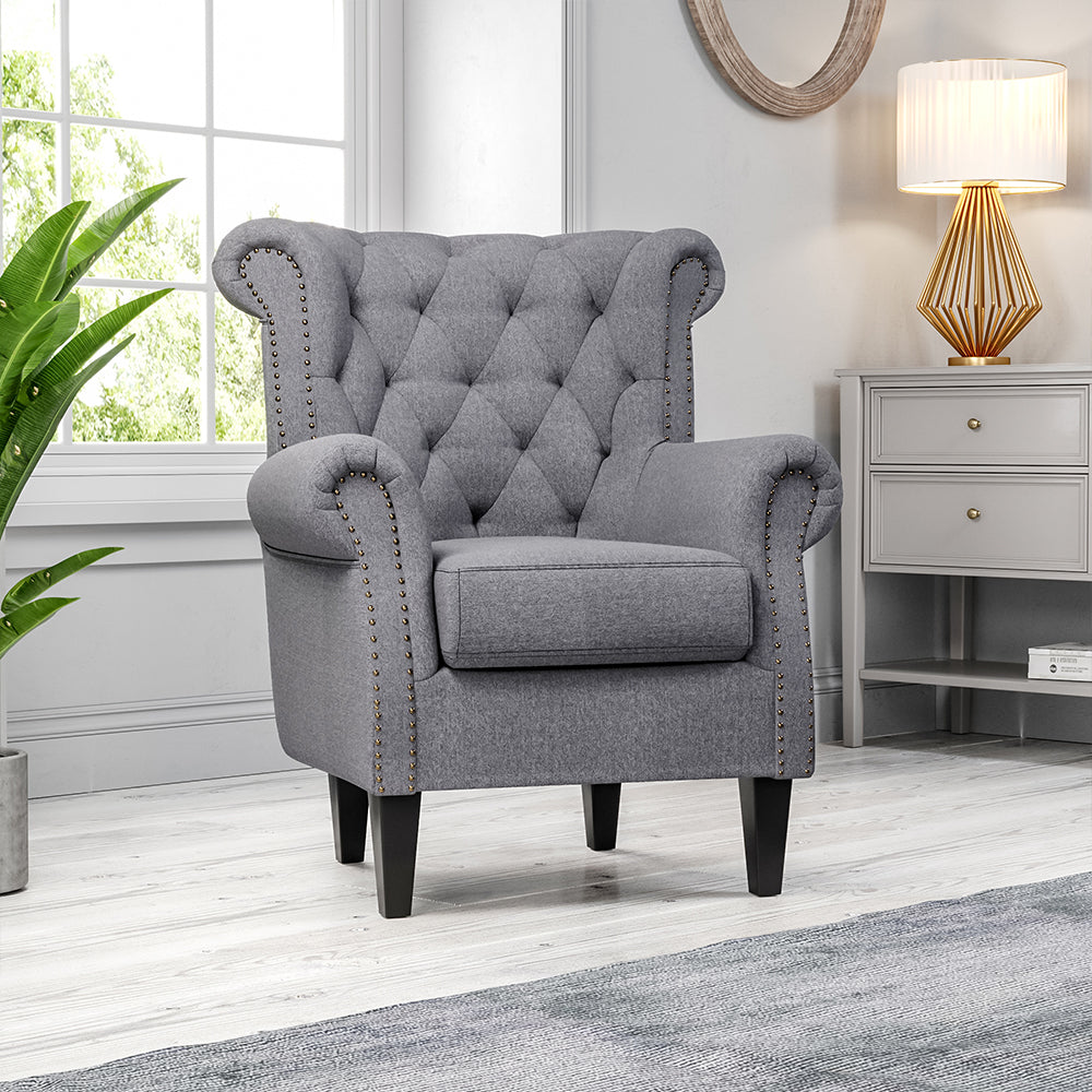 Linen Wingback Scroll Armchair – Living and Home