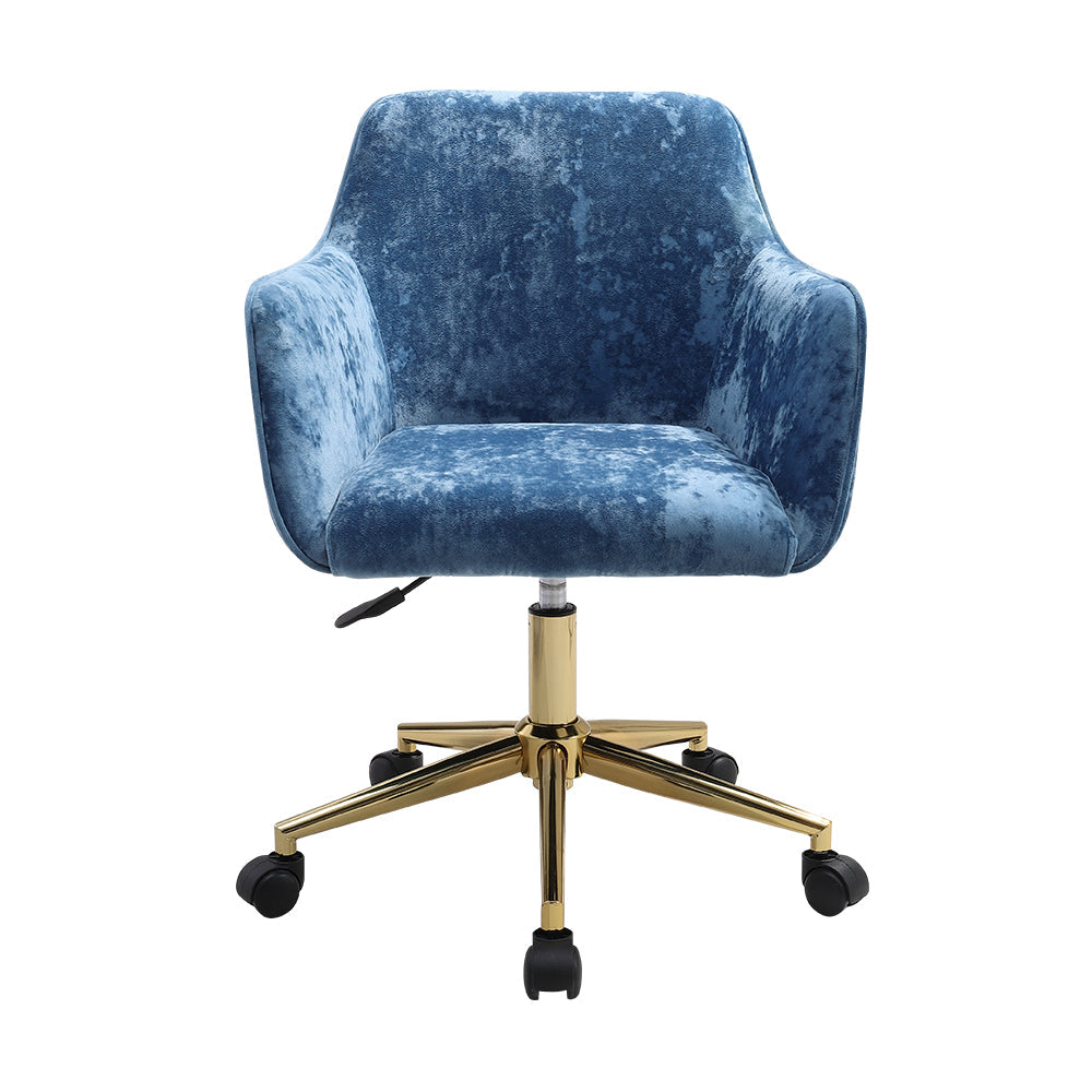 Velvet Upholstered Home Office Swivel Task Chair with Flared Arms Armchairs Living and Home 