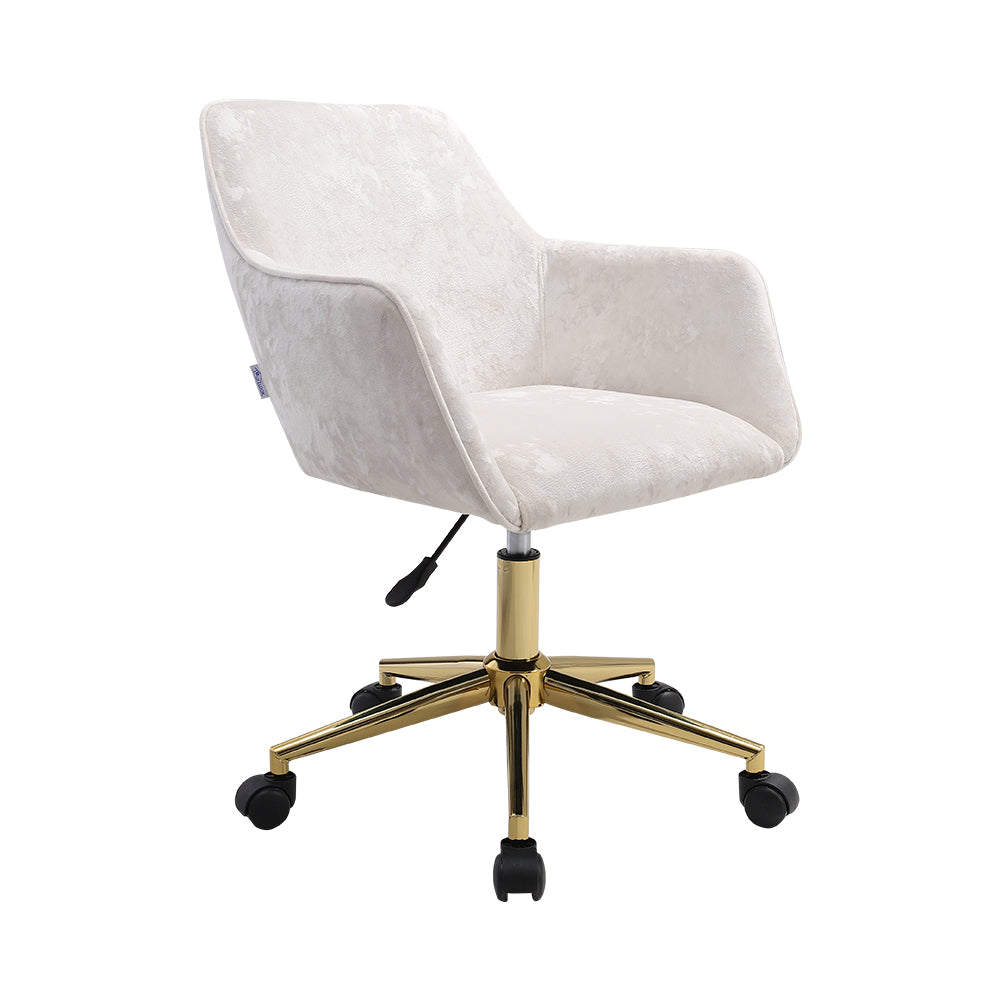 Velvet Upholstered Home Office Swivel Task Chair with Flared Arms Armchairs Living and Home 