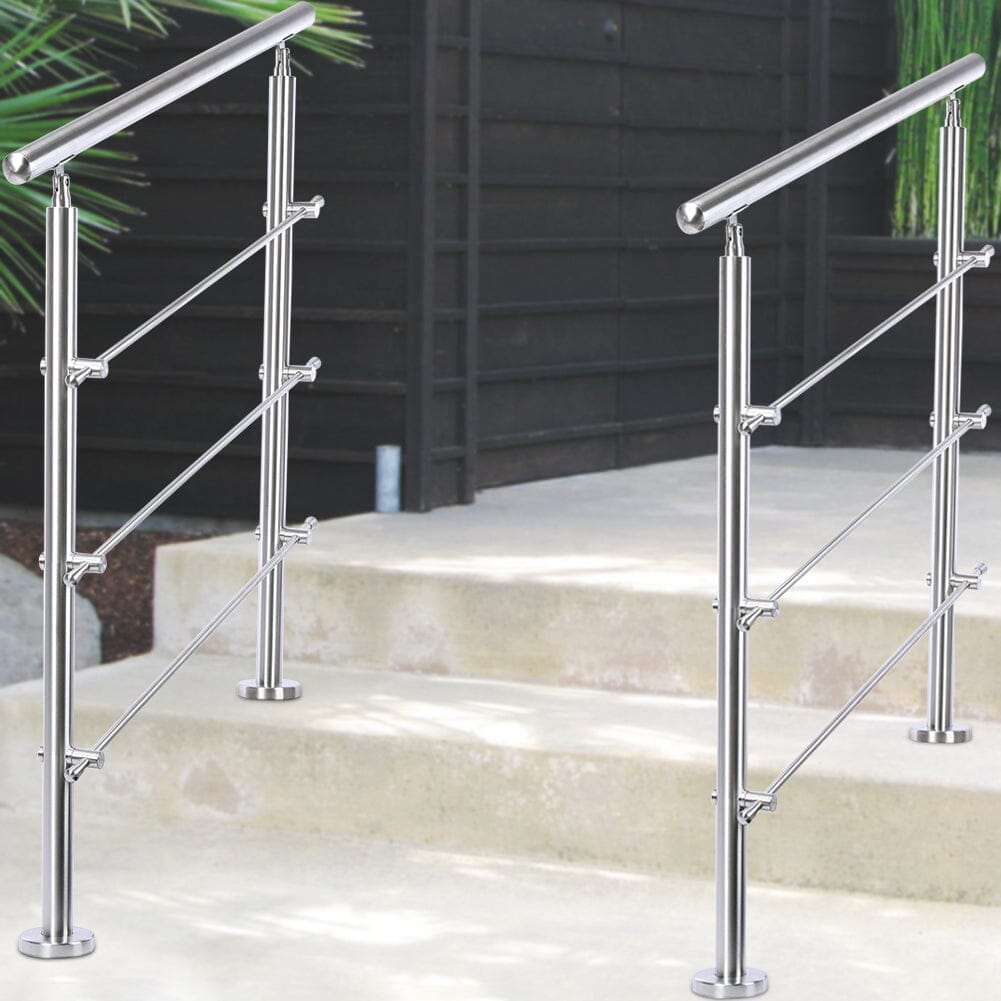 Silver Floor Mount Stainless Steel Handrail for Slopes and Stairs Living and Home 