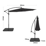 3M Black Sun Parasol Hanging Banana Umbrella Parasols Living and Home 