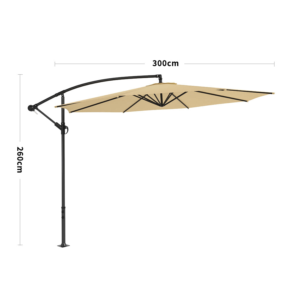 3M Taupe Sun Parasol Hanging Banana Umbrella Parasols Living and Home 