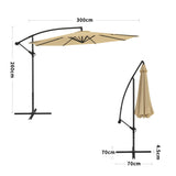 3M Taupe Sun Parasol Hanging Banana Umbrella Parasols Living and Home 