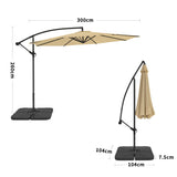 3M Taupe Sun Parasol Hanging Banana Umbrella Parasols Living and Home 