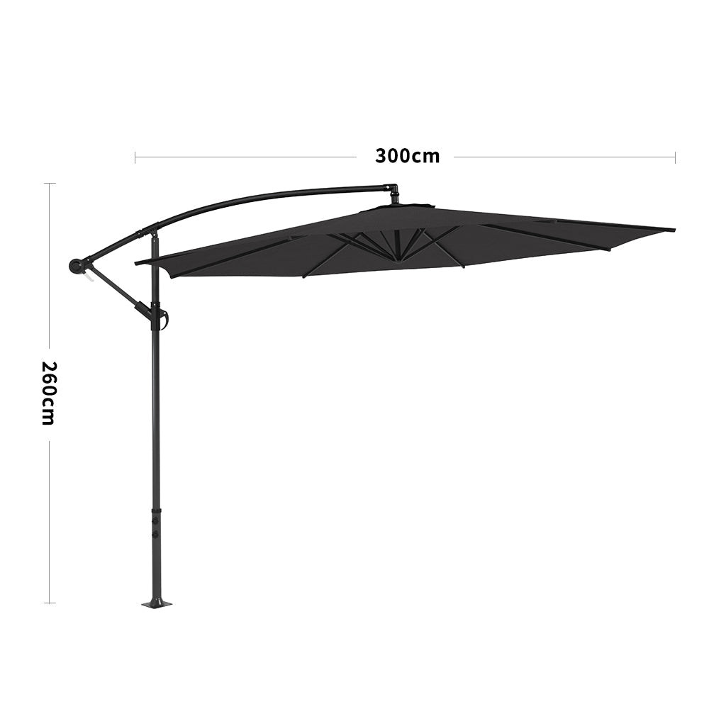 3M Black Sun Parasol Hanging Banana Umbrella Parasols Living and Home Only Parasol 