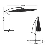 3M Black Sun Parasol Hanging Banana Umbrella Parasols Living and Home 