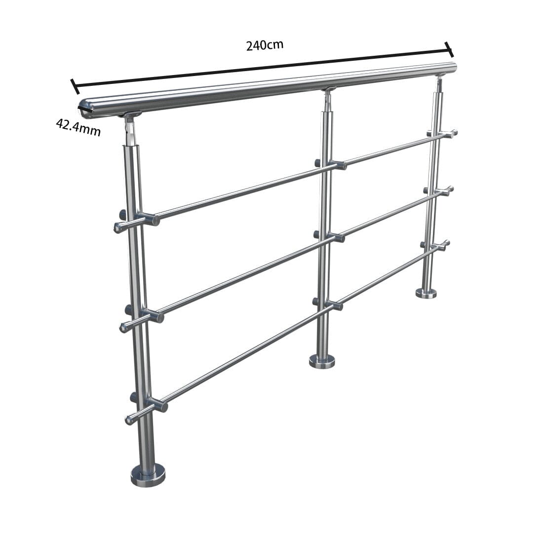 Silver Floor Mount Stainless Steel Handrail for Slopes and Stairs Garden Fences & Wall Hedges Living and Home 