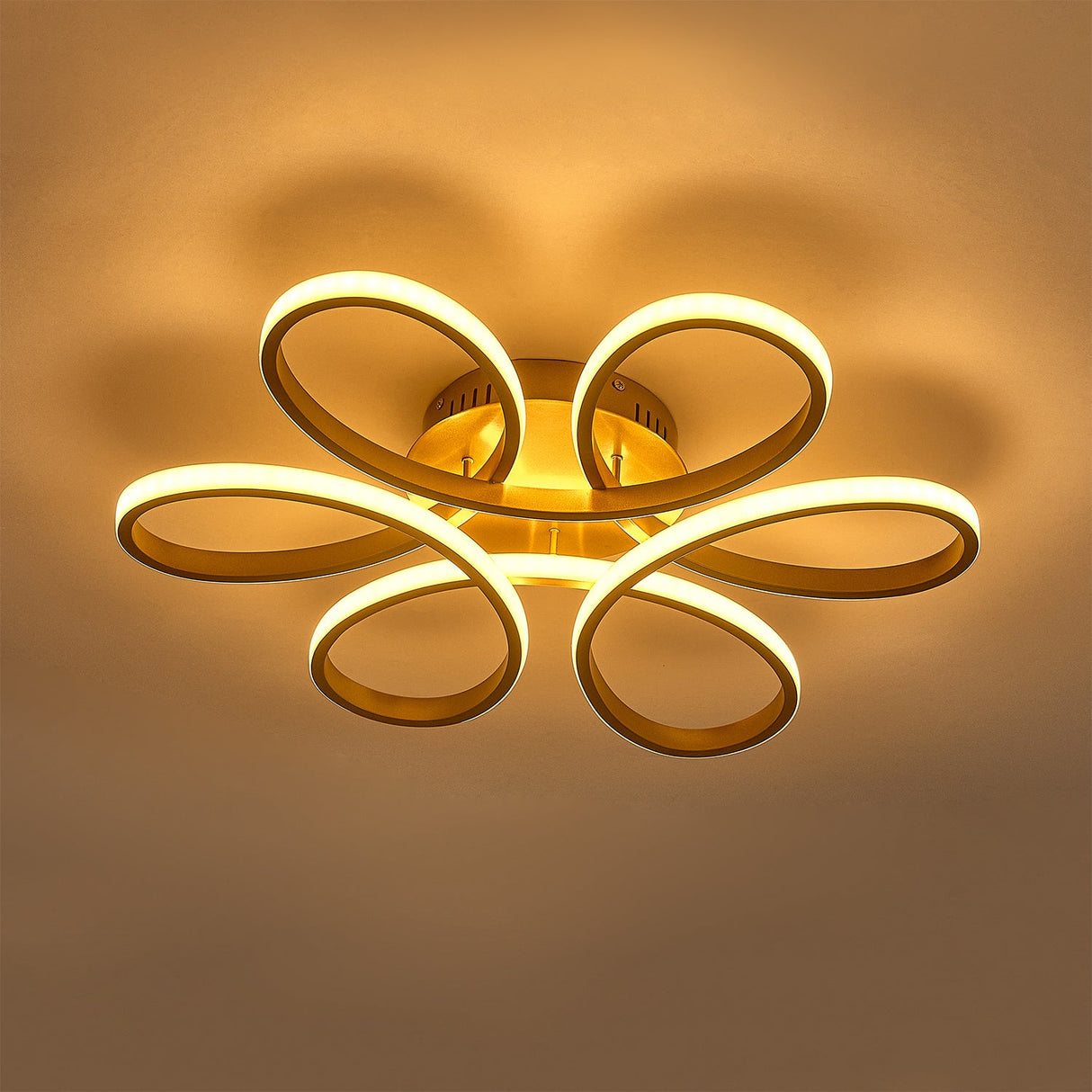 Golden Frame Modern Cool White LED Chandelier Ceiling Light Ceiling Lights Living and Home 