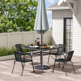 Garden Square Tempered Glass Table and Rattan Chairs Garden Dining Sets Living and Home W 105 x L 105 x H 70.5cm Table with 4 Chairs 