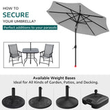 Light Grey 3m Iron Garden Parasol Sun Umbrella With Solar LED Lights Parasols & Rain Umbrellas Living and Home 