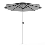 Light Grey 3m Iron Garden Parasol Sun Umbrella With Solar LED Lights Parasols & Rain Umbrellas Living and Home 