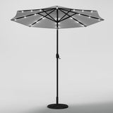 Light Grey 3m Iron Garden Parasol Sun Umbrella With Solar LED Lights Parasols & Rain Umbrellas Living and Home 