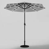 Light Grey 3m Iron Garden Parasol Sun Umbrella With Solar LED Lights Parasols & Rain Umbrellas Living and Home 