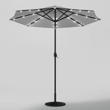 Light Grey 3m Iron Garden Parasol Sun Umbrella With Solar LED Lights Parasols & Rain Umbrellas Living and Home 