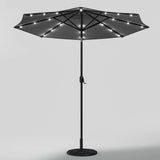 Black 3m Iron Garden Parasol Sun Umbrella With Solar LED Lights Parasols & Rain Umbrellas Living and Home 