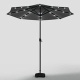 Black 3m Iron Garden Parasol Sun Umbrella With Solar LED Lights Parasols & Rain Umbrellas Living and Home 