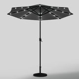 Black 3m Iron Garden Parasol Sun Umbrella With Solar LED Lights Parasols & Rain Umbrellas Living and Home 