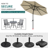 Beige 3m Patio Garden Parasol Sun Umbrella Sunshade Canopy With Solar LED Lights Parasols & Rain Umbrellas Living and Home 