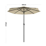 Beige 3m Patio Garden Parasol Sun Umbrella Sunshade Canopy With Solar LED Lights Parasols & Rain Umbrellas Living and Home Only parasol 