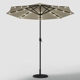 Beige 3m Patio Garden Parasol Sun Umbrella Sunshade Canopy With Solar LED Lights Parasols & Rain Umbrellas Living and Home 