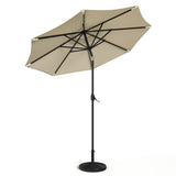 Beige 3m Patio Garden Parasol Sun Umbrella Sunshade Canopy With Solar LED Lights Parasols & Rain Umbrellas Living and Home 