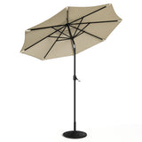 Beige 3m Patio Garden Parasol Sun Umbrella Sunshade Canopy With Solar LED Lights Parasols & Rain Umbrellas Living and Home 