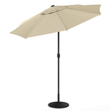 Beige 3m Patio Garden Parasol Sun Umbrella Sunshade Canopy With Solar LED Lights Parasols & Rain Umbrellas Living and Home 