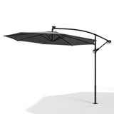 Black 3m Iron Banana Umbrella Cantilever Garden Parasols with LED Lights Parasols & Rain Umbrellas Living and Home 