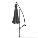 Black 3m Iron Banana Umbrella Cantilever Garden Parasols with LED Lights Parasols & Rain Umbrellas Living and Home 