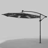 Black 3m Iron Banana Umbrella Cantilever Garden Parasols with LED Lights Parasols & Rain Umbrellas Living and Home 