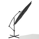 Black 3m Iron Banana Umbrella Cantilever Garden Parasols with LED Lights Parasols & Rain Umbrellas Living and Home 