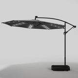 Black 3m Iron Banana Umbrella Cantilever Garden Parasols with LED Lights Parasols & Rain Umbrellas Living and Home 