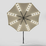 Beige 3m Iron Banana Umbrella Cantilever Garden Parasols with LED Lights Parasols & Rain Umbrellas Living and Home 