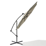 Beige 3m Iron Banana Umbrella Cantilever Garden Parasols with LED Lights Parasols & Rain Umbrellas Living and Home 