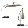 Beige 3m Iron Banana Umbrella Cantilever Garden Parasols with LED Lights Parasols & Rain Umbrellas Living and Home Cross base+Petal water tank base 