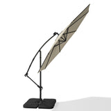 Beige 3m Iron Banana Umbrella Cantilever Garden Parasols with LED Lights Parasols & Rain Umbrellas Living and Home 