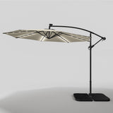 Beige 3m Iron Banana Umbrella Cantilever Garden Parasols with LED Lights Parasols & Rain Umbrellas Living and Home 