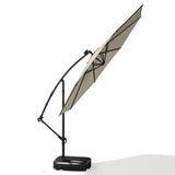 Beige 3m Iron Banana Umbrella Cantilever Garden Parasols with LED Lights Parasols & Rain Umbrellas Living and Home 