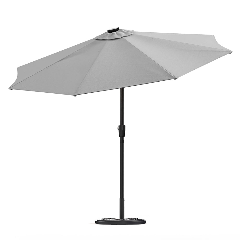 Light Grey 3M Lighted Market Sunbrella Umbrella with Solar Strip LED Lights Parasols & Rain Umbrellas Living and Home 